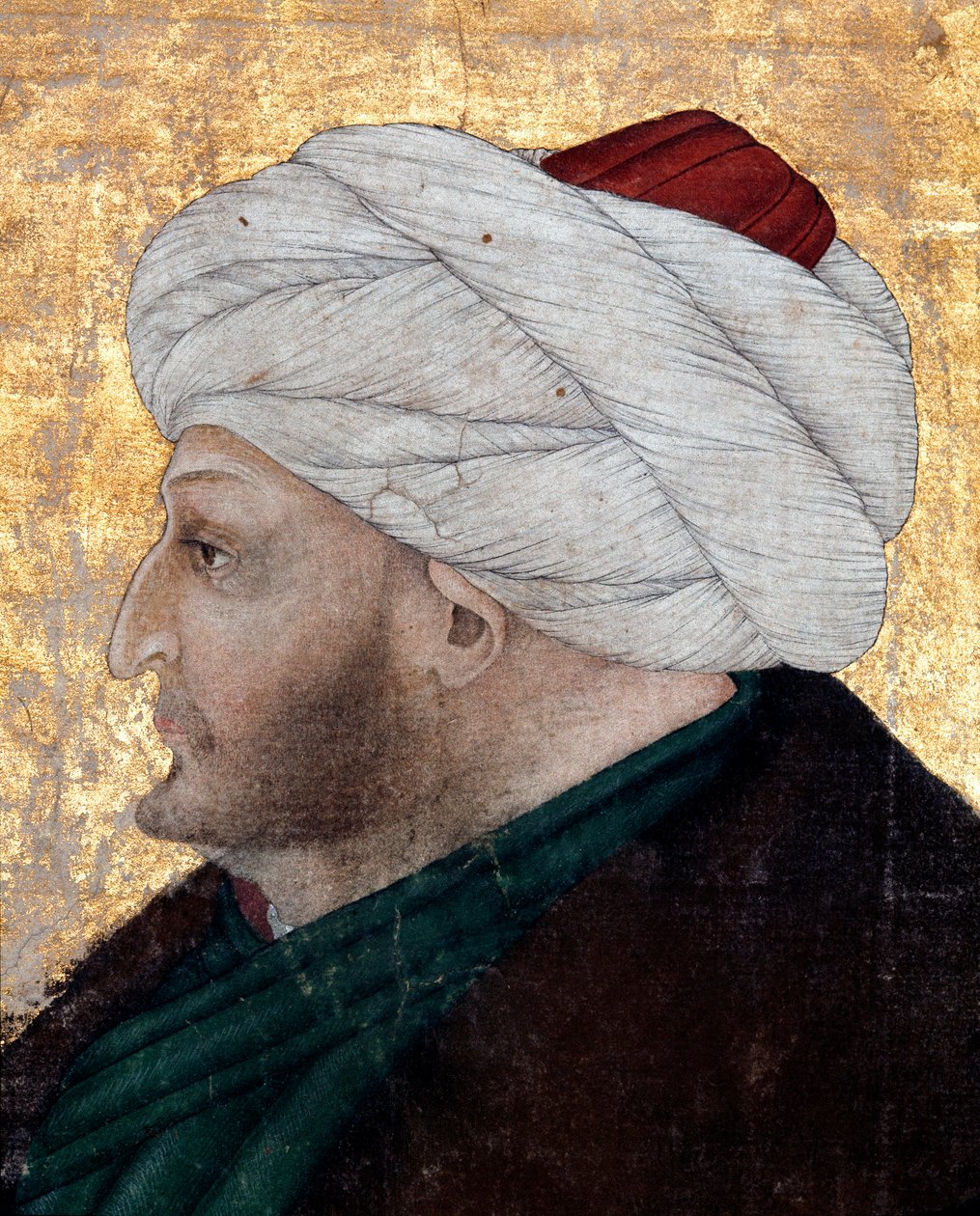 Retrato del sultán otomano Mehmet II (Mehmed II el Conquistador o Muhammad II Fatih) (1430-1481) Pintura del miniaturista Costanzo da Ferrara (circa 1450-1524). (detalle) Biblioteca del Museo Topkapi Sarayi, Estambul de Costanzo da Ferrara