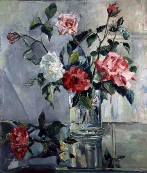 Rosas en un Alféizar en un Jarrón de Cristal, c.1922 de Countess Nora  (fl.1927 33) Wydenbruck