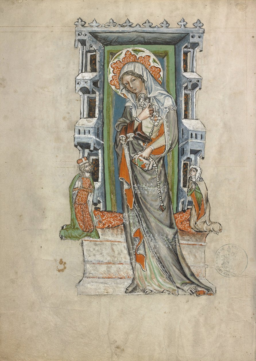 Santa Eduviges de Silesia con el Duque Luis de Legnica y Brieg y la Duquesa Inés, 1353 de Court workshop of Duke Ludwig I