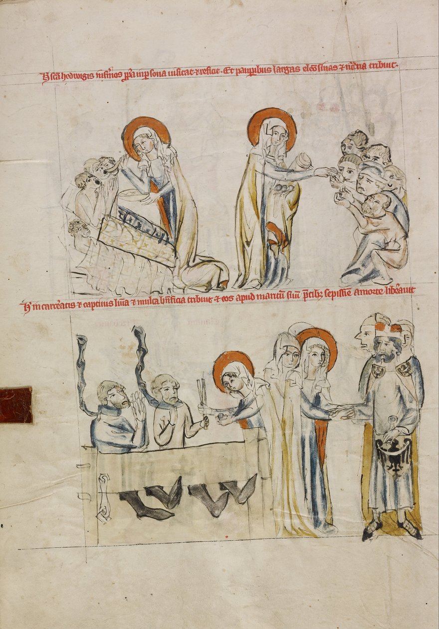 Hedwig Cuidando a los Enfermos; Hedwig Cuidando a los Prisioneros de Court workshop of Duke Ludwig I of Liegnitz and Brieg