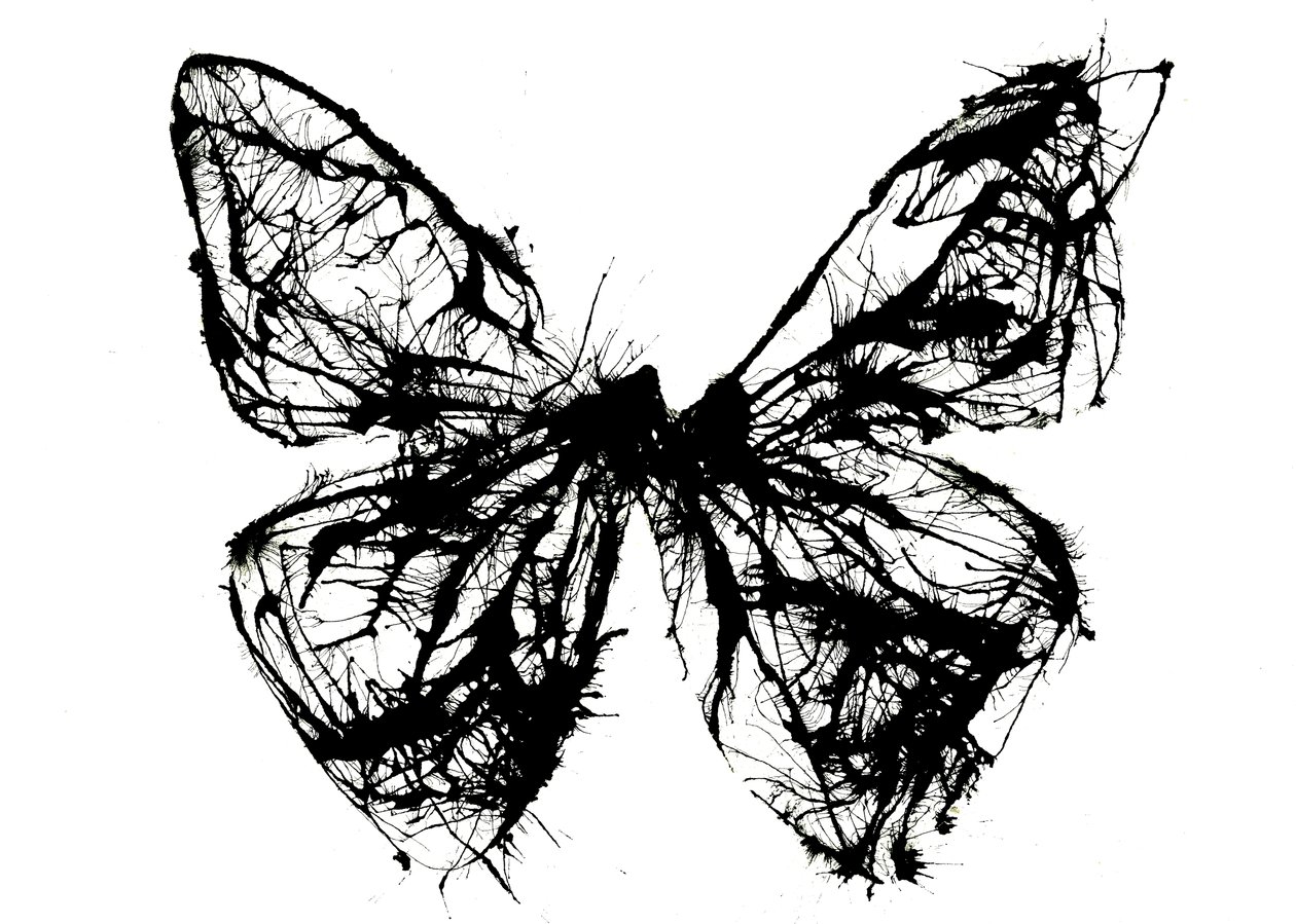 Mariposa negra, 2021 (tinta acrílica sobre papel de trapo de algodón) de Courtenay Kusitor
