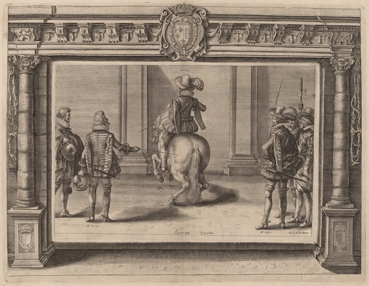 Luis XIII a caballo, recibiendo instrucción de Crispijn de Passe II