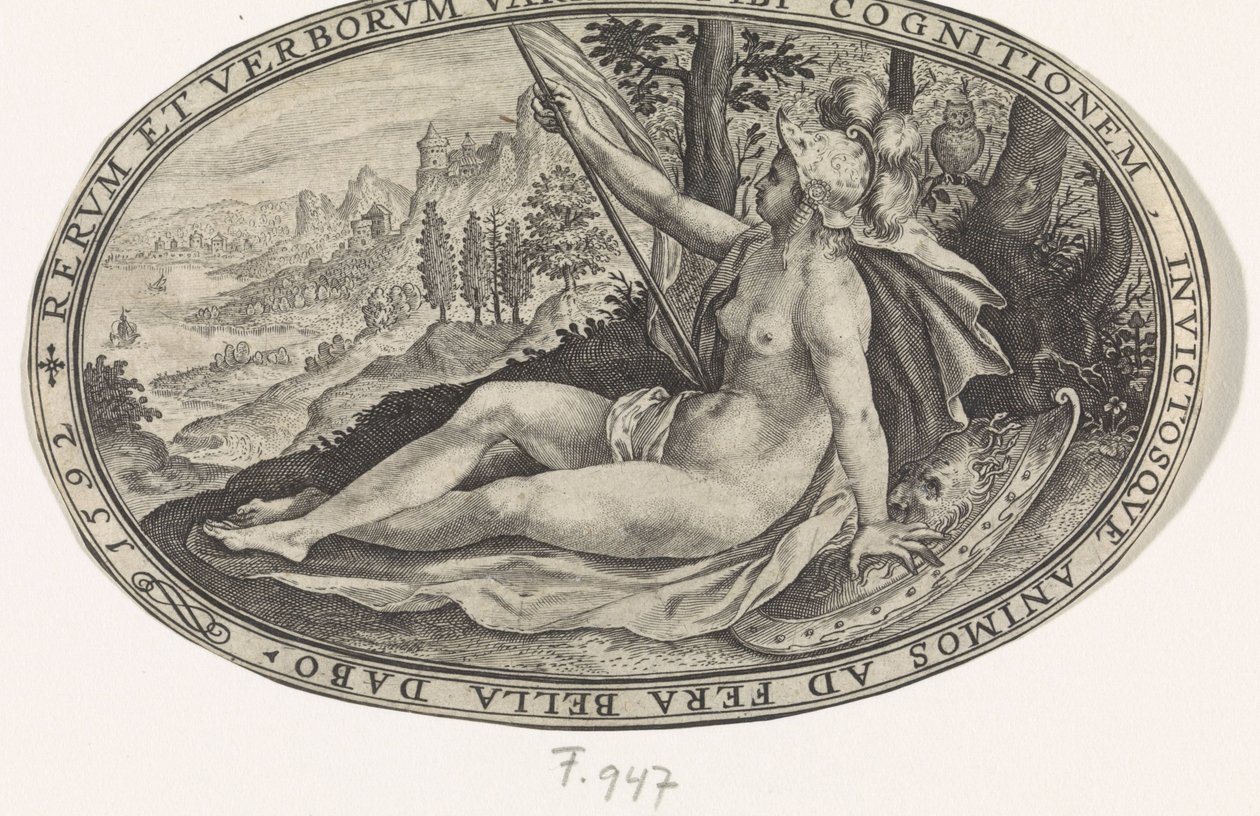 Minerva Dioses y diosas involucrados en el juicio de Paris (título de la serie) de Crispijn van de Passe (I)