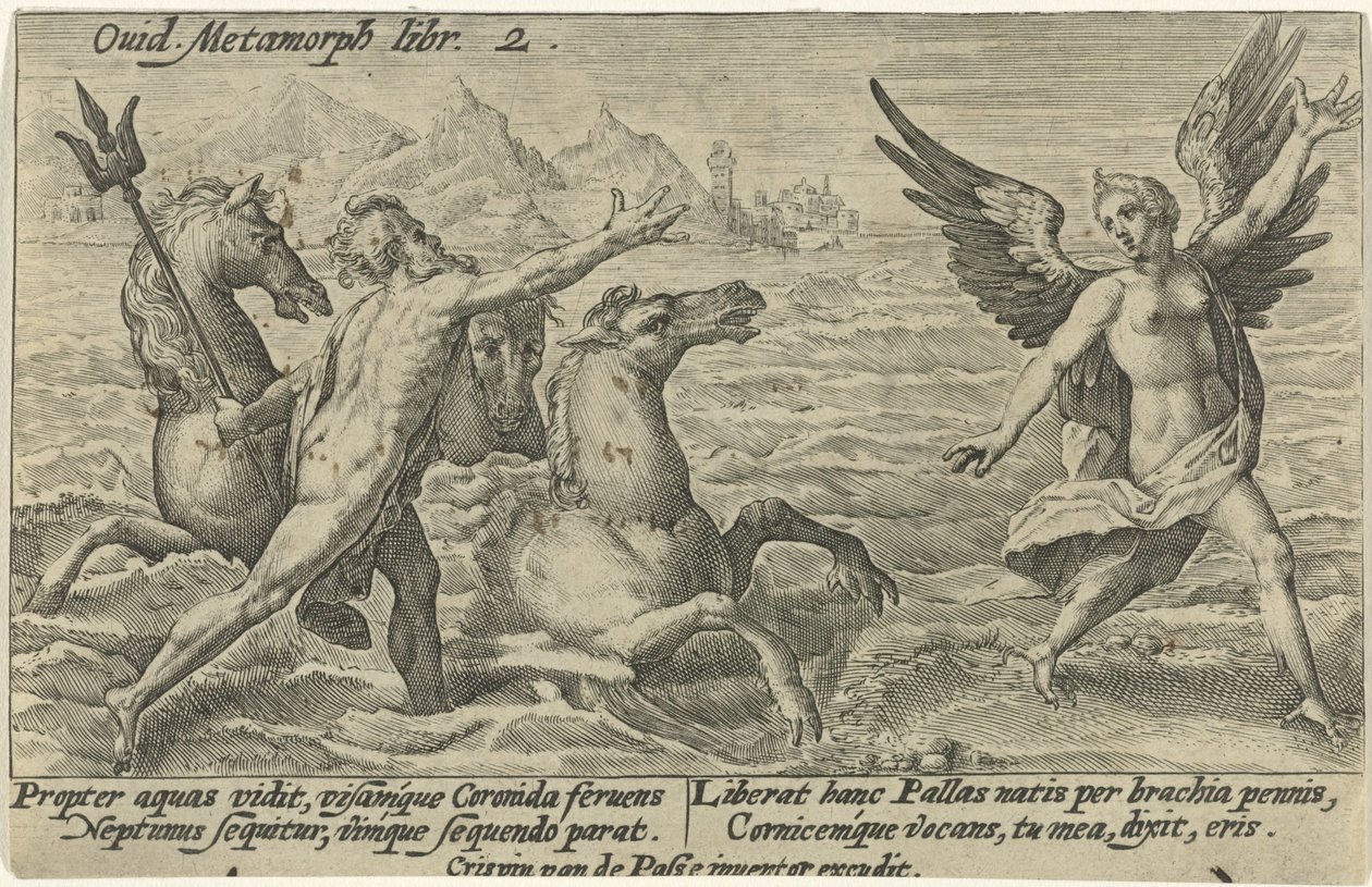 Neptuno alcanza a Coronis Metamorfosis de Ovidio (título de la serie) de Crispijn van de Passe (I)