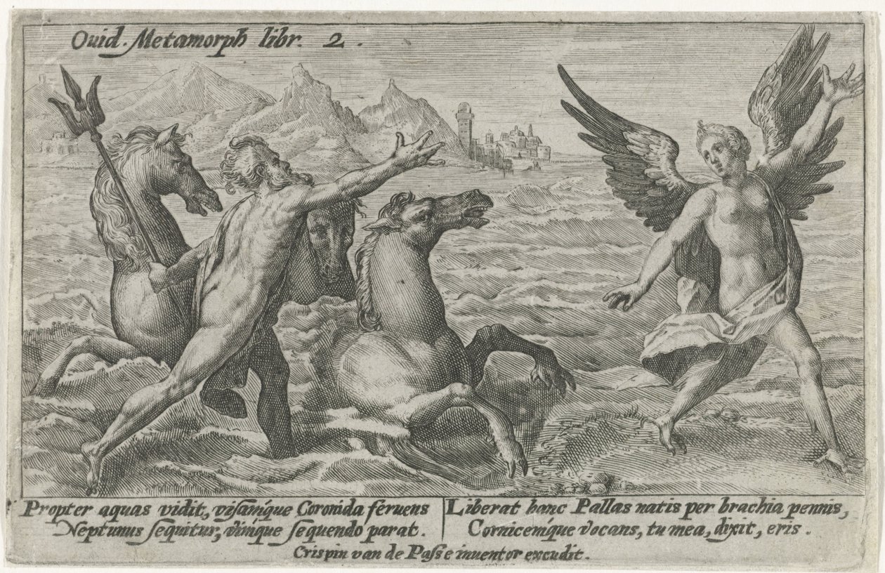 Neptuno alcanza a Coronis Metamorfosis de Ovidio (título de la serie) de Crispijn van de Passe (I)