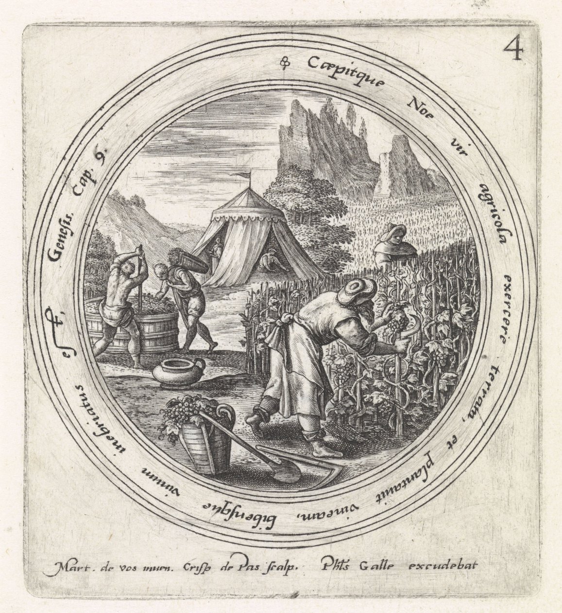 Noah planta un viñedo Historia de Noé (título de la serie) de Crispijn van de Passe (I)