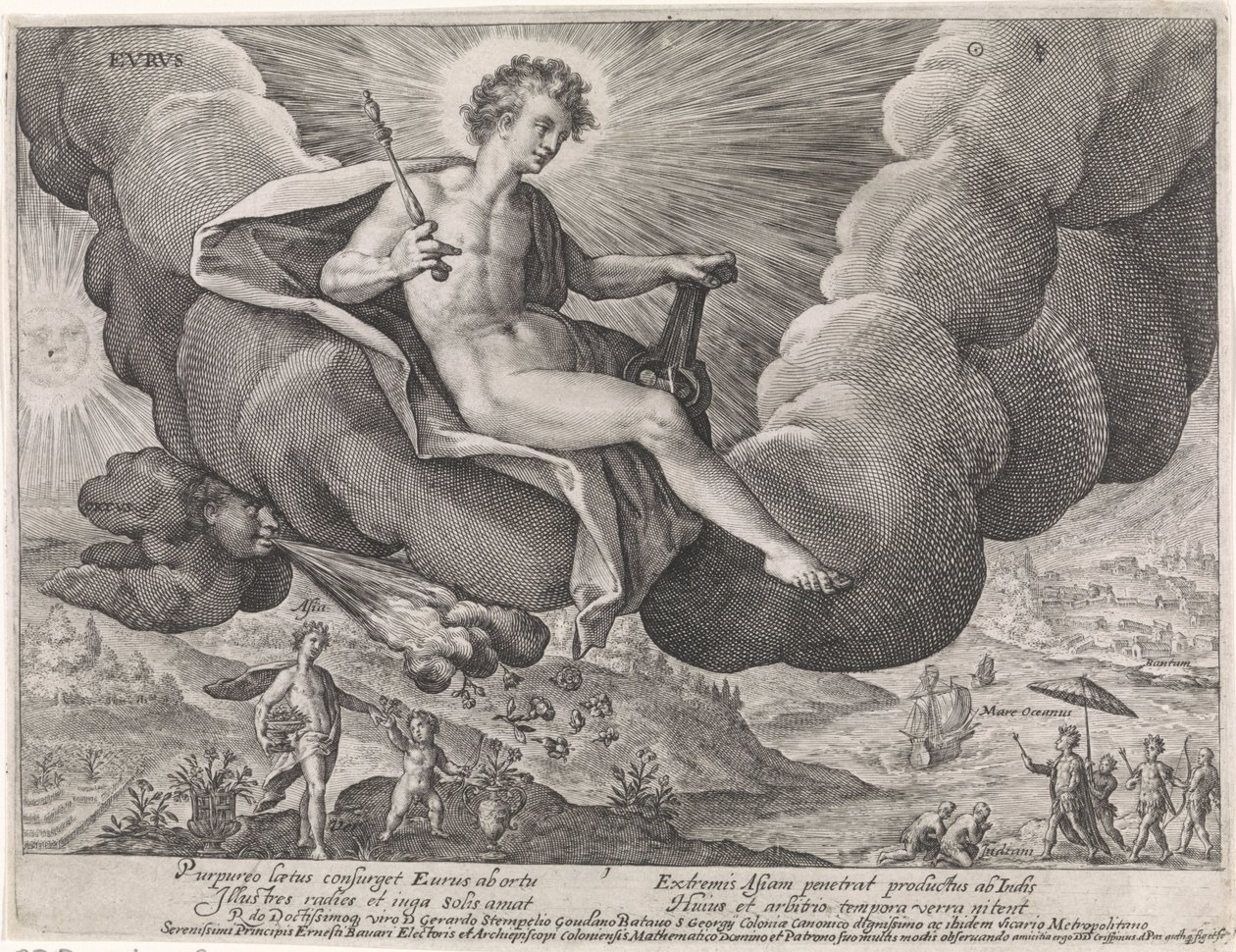 Viento del este Evrvs (título en objeto) Los cuatro vientos (título de la serie) de Crispijn van de Passe (I)