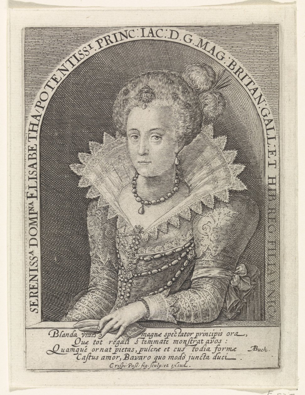 Retrato de Elisabeth Stuart, Reina de Bohemia de Crispijn van de Passe (I)