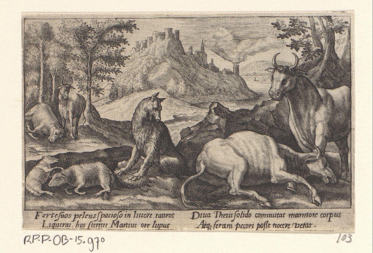 Psamathe convierte al lobo en mármol Metamorfosis de Ovidio (título de la serie) de Crispijn van de Passe (I)