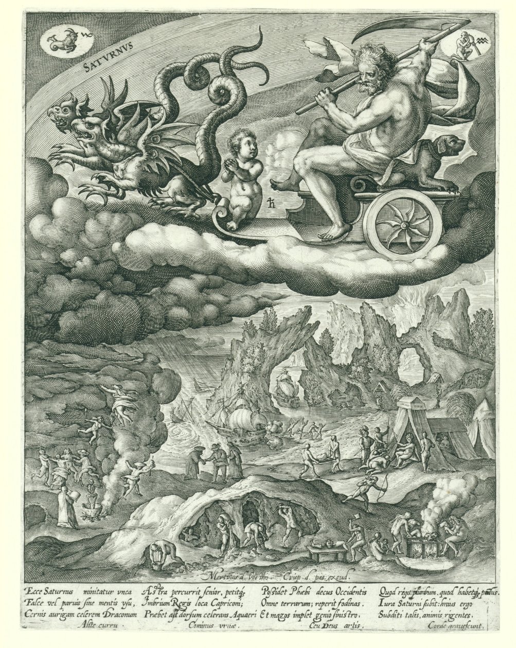 Saturno Satvrnvs (título sobre el objeto) Los siete planetas (título de la serie) La cadena de oro de Platón (título de la serie) de Crispijn van de Passe (I)