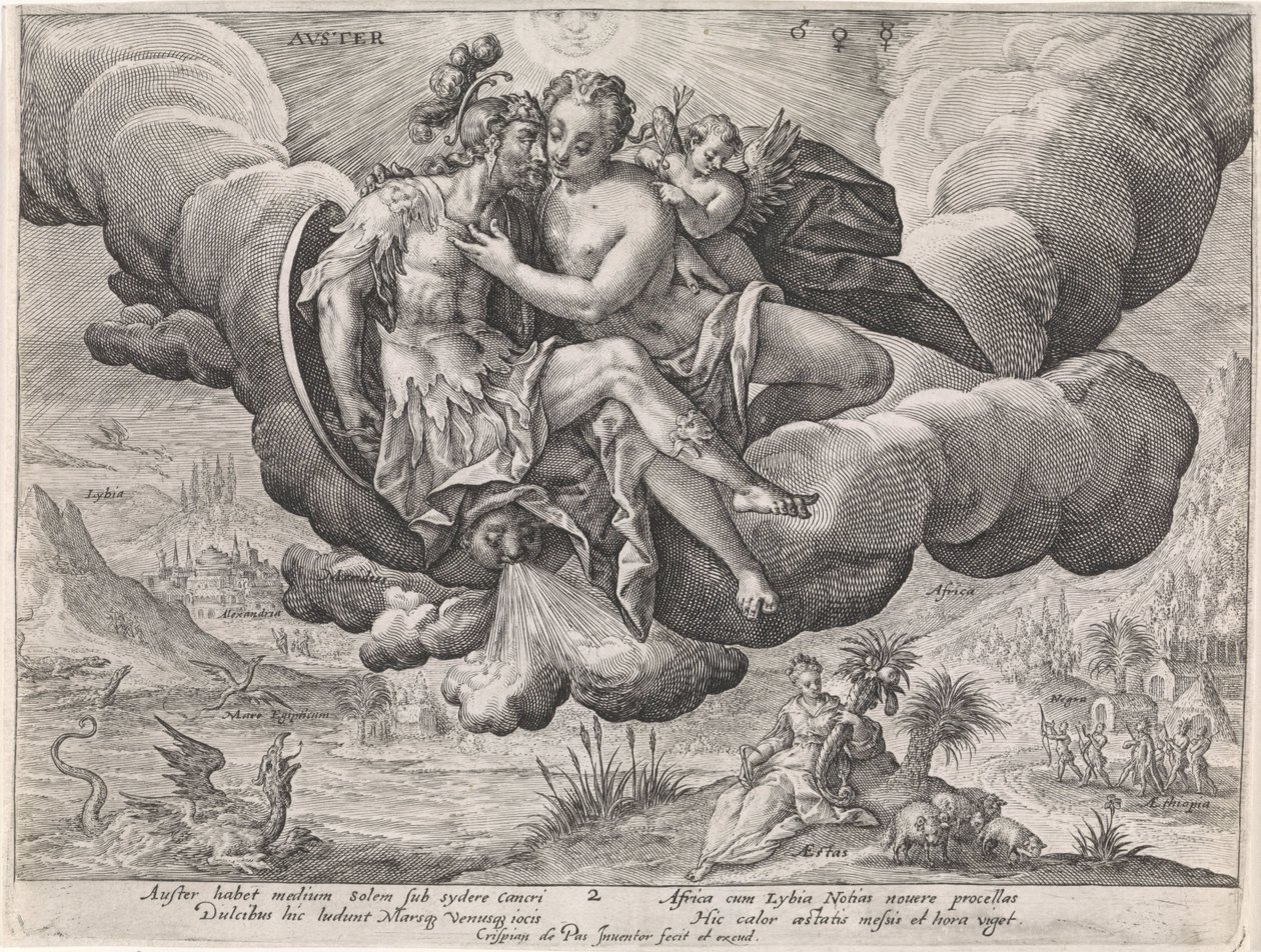 viento del sur Avster (título sobre el objeto) Los cuatro vientos (título de la serie) de Crispijn van de Passe (I)