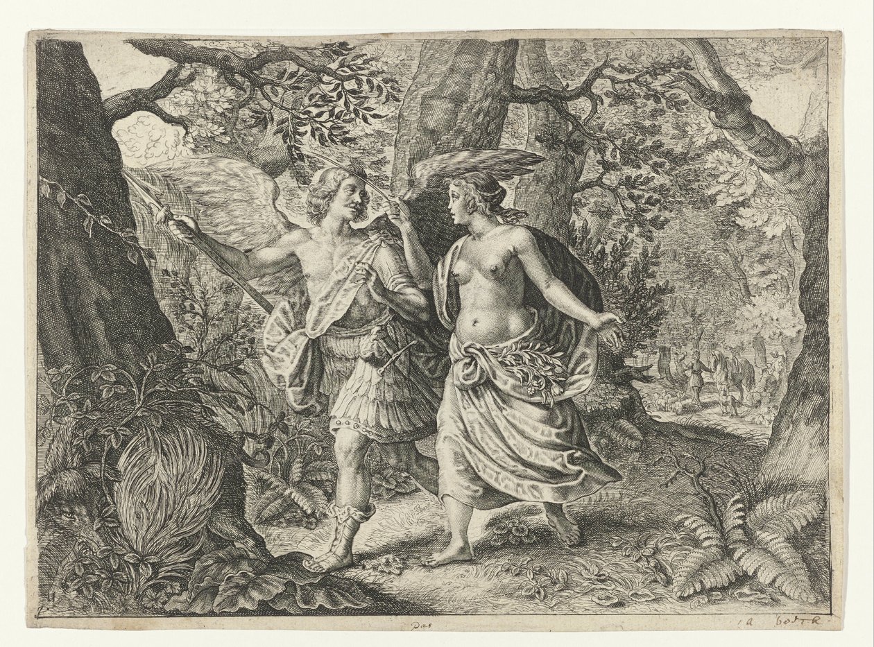 Circe convierte a Picus en un pájaro carpintero
Metamorfosis de Ovidio (título de la serie) de Crispijn van de Passe (II) (after)