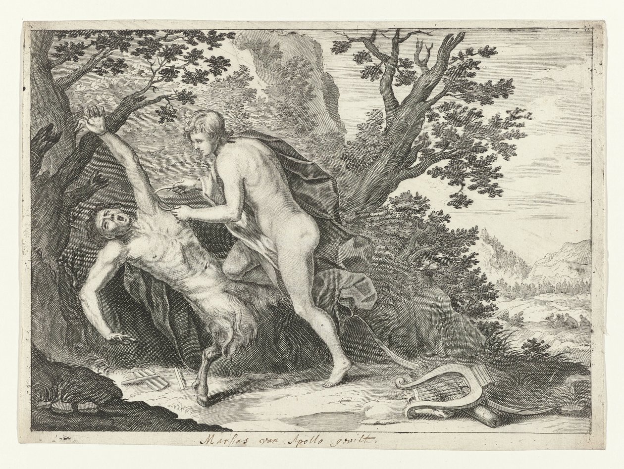 Apolo acolcha a Marsyas de Crispijn van de Passe (II) (attributed to)