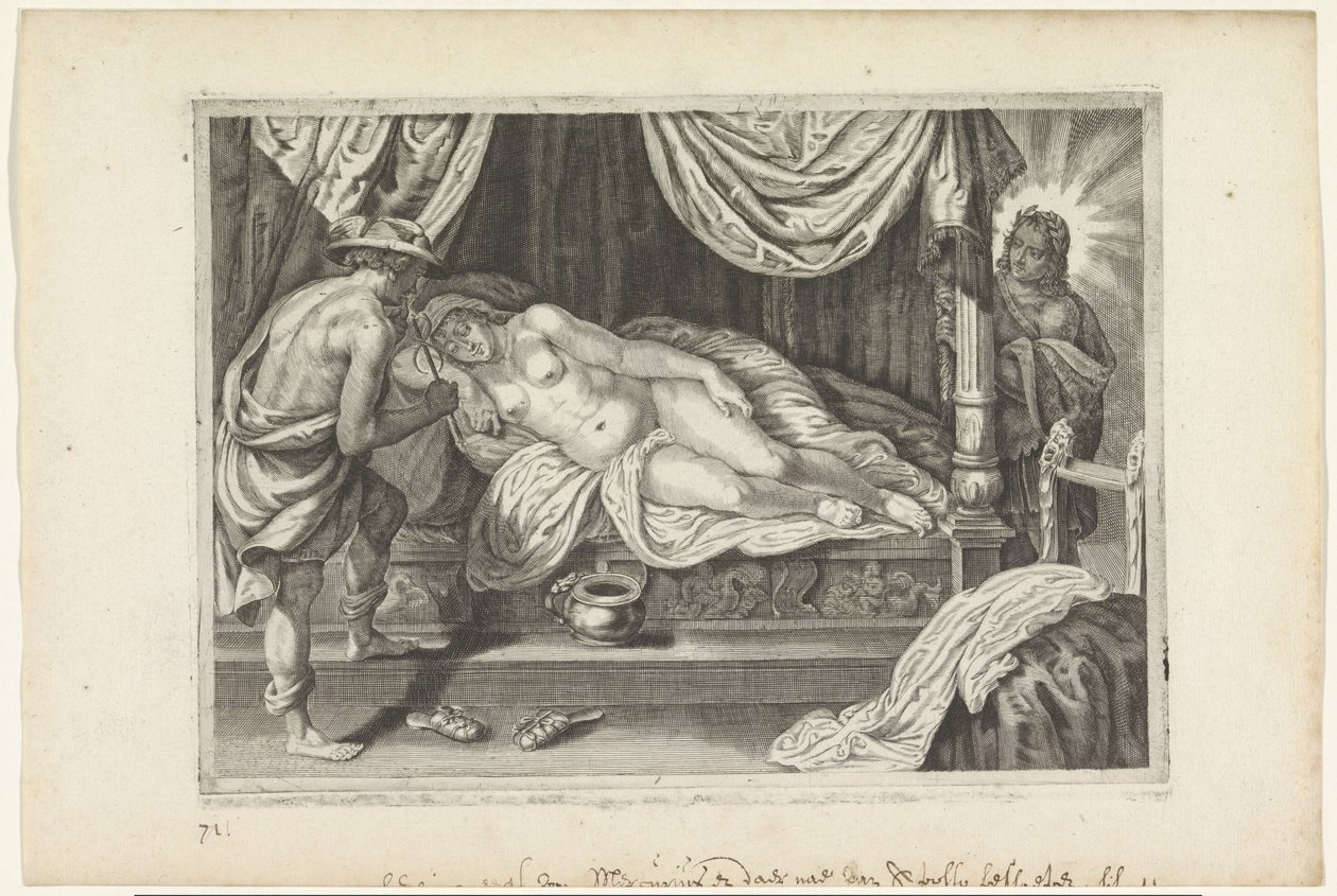 Apolo y Mercurio visitan Chione Metamorfosen van Ovidius (título de la serie) de Crispijn van de Passe (II)