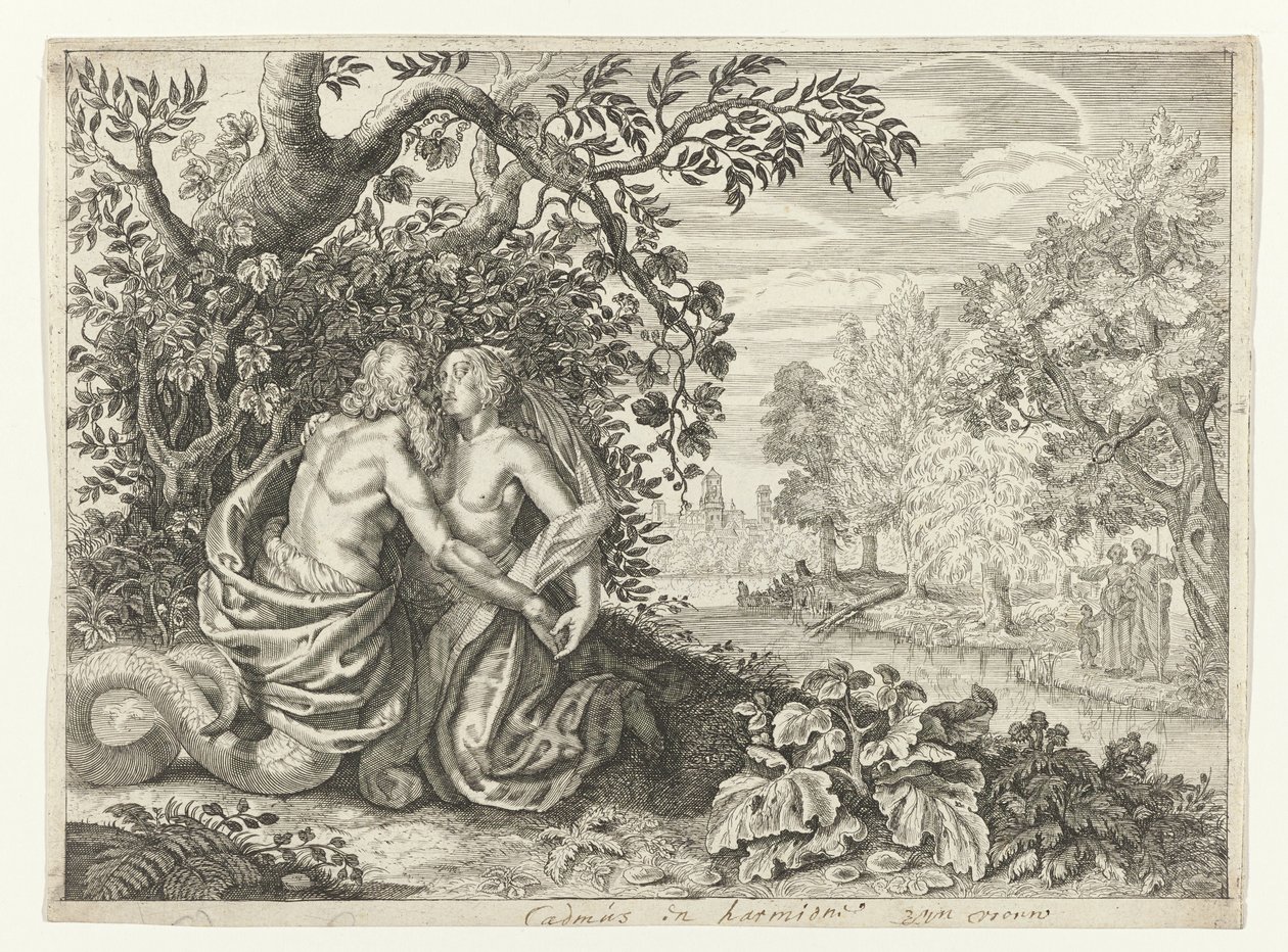 Harmonia y Cadmus
Metamorfosis de Ovidio (título de la serie) de Crispijn van de Passe (II)