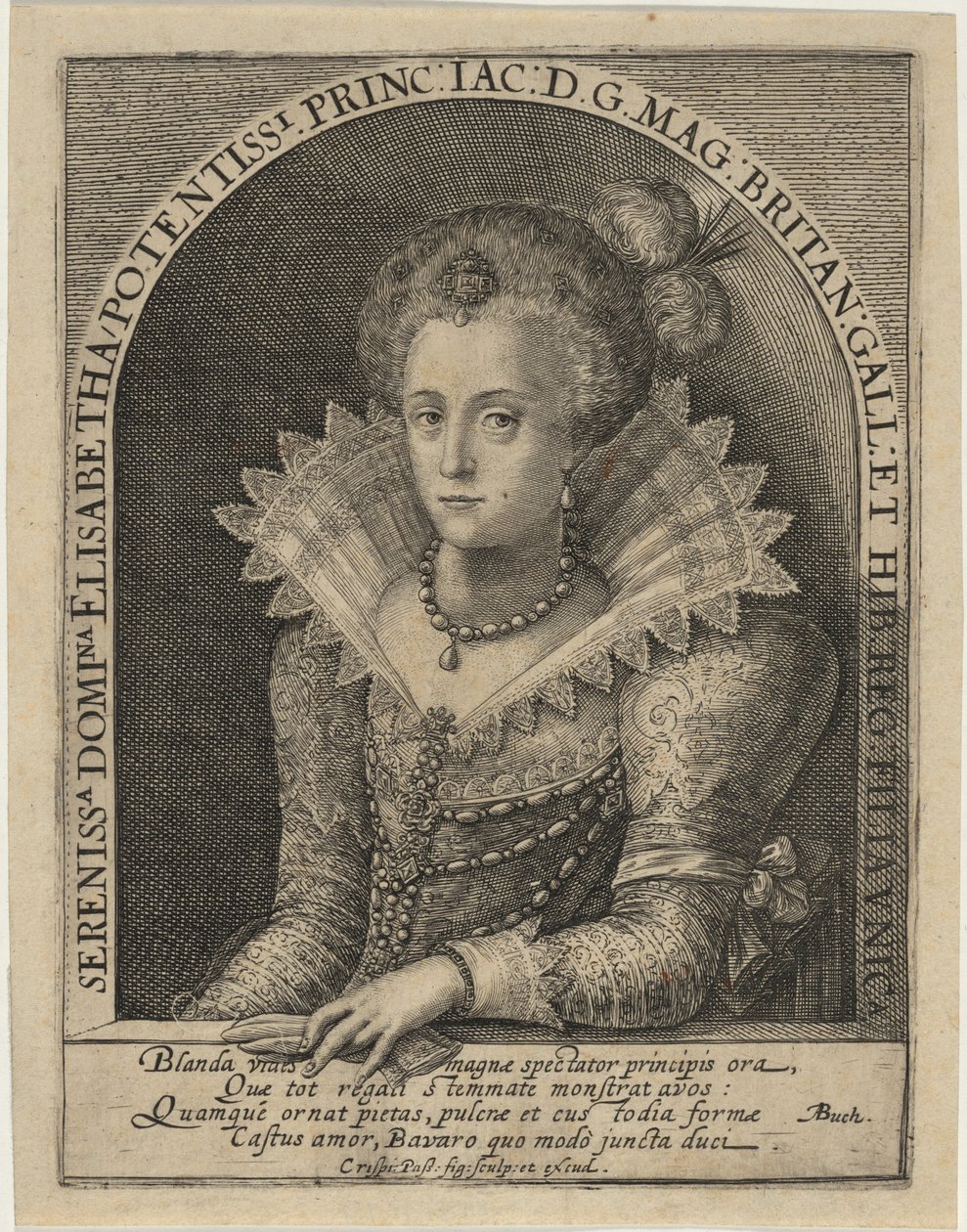 Isabel, princesa, esposa del elector palatino Federico V, rey de Bohemia de Crispijn van de Passe I