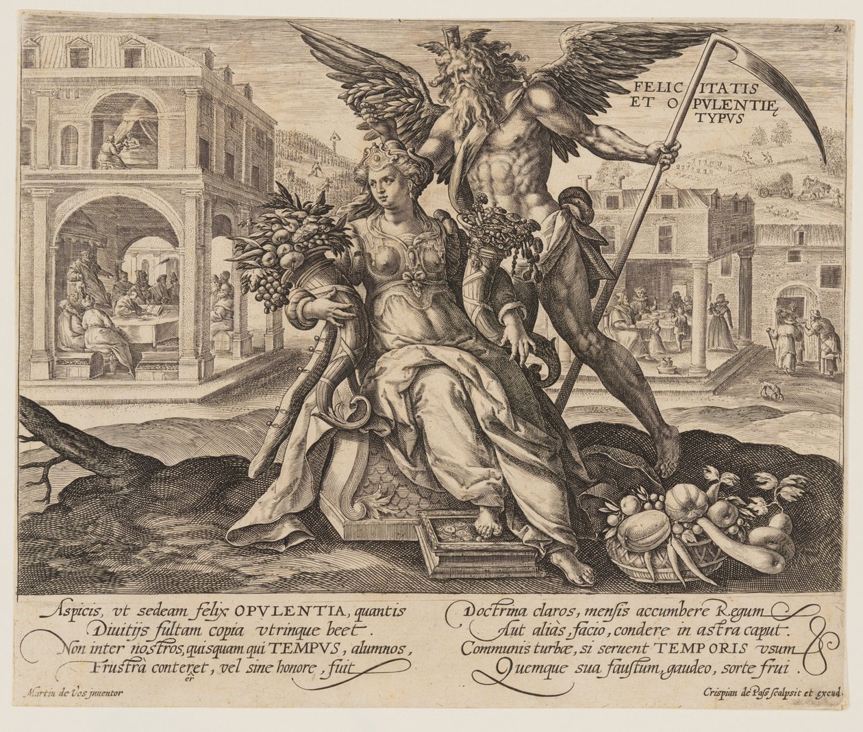 Felicitas et Opulentie Typus, del Tiempo con Virtudes y Vicios de Crispijn van de Passe I