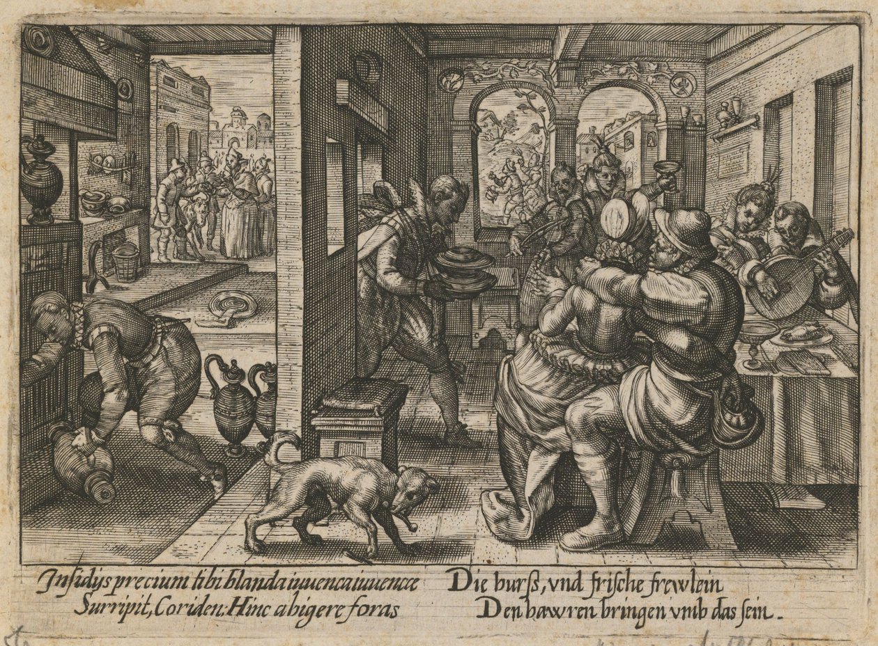 Banquete con músicos de Crispijn van de Passe the Elder
