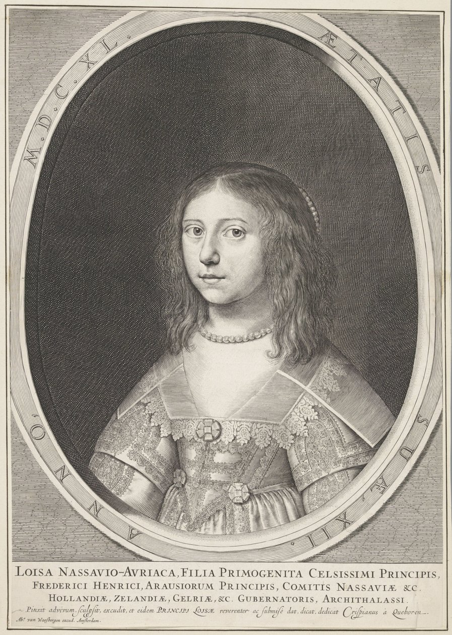 Retrato de Louise Henriëtte, Princesa de Orange, a la edad de 12 años de Crispijn van den Queborn