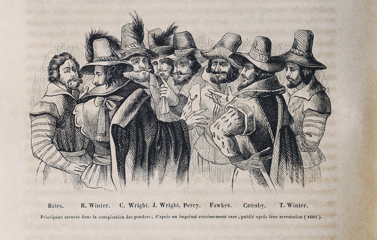La conspiración de la pólvora (grabado) de Crispin I de (after) Passe