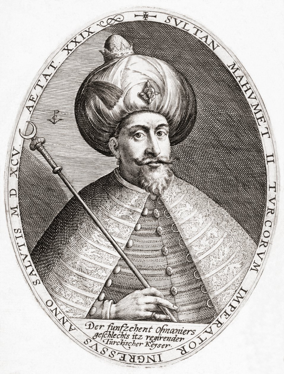 Mehmed III. Sultán, Imperio Otomano. Retrato. de Crispin I de (after) Passe