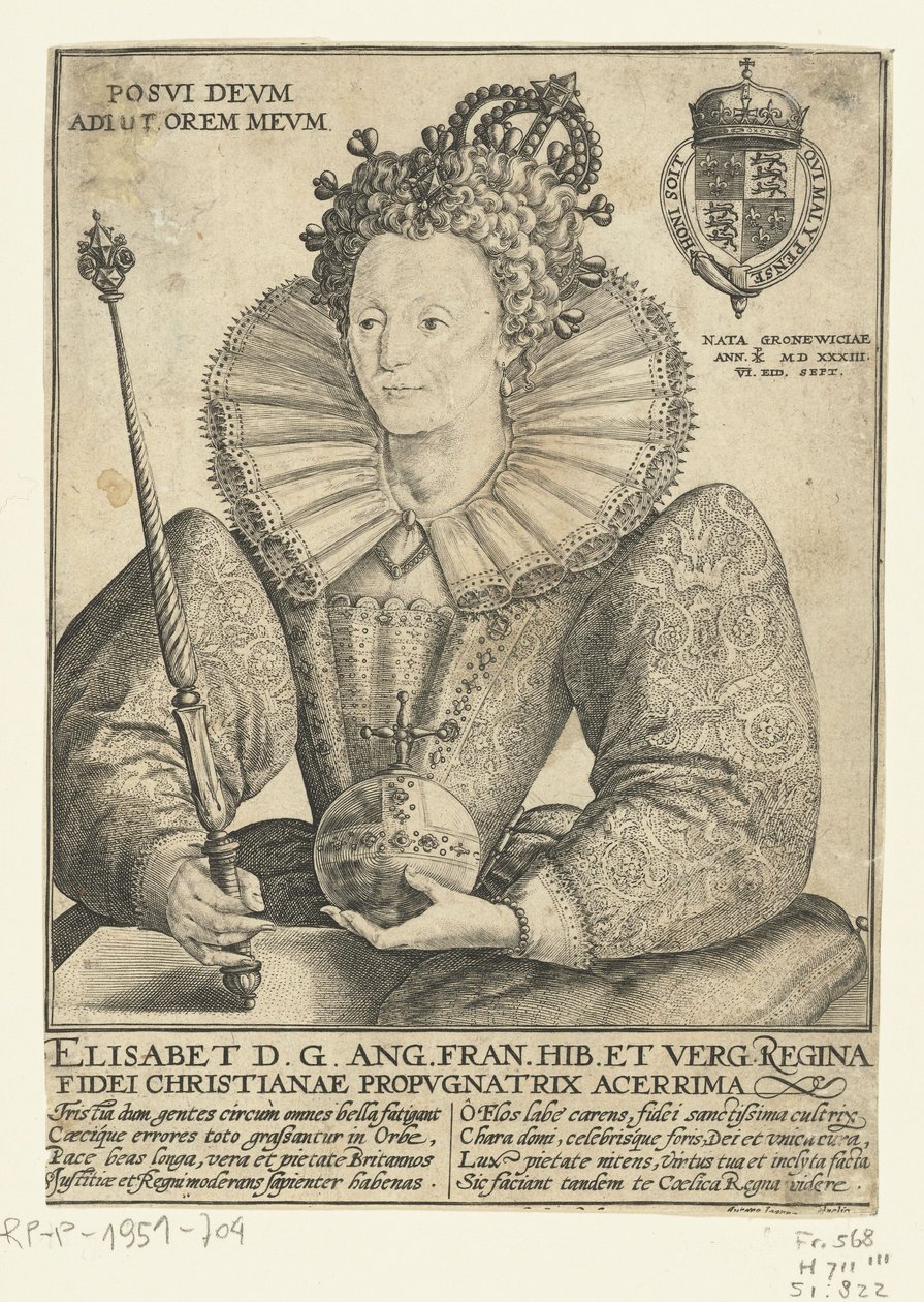 Retrato de la Reina Isabel I de Inglaterra, 1592 de Crispin  Passe