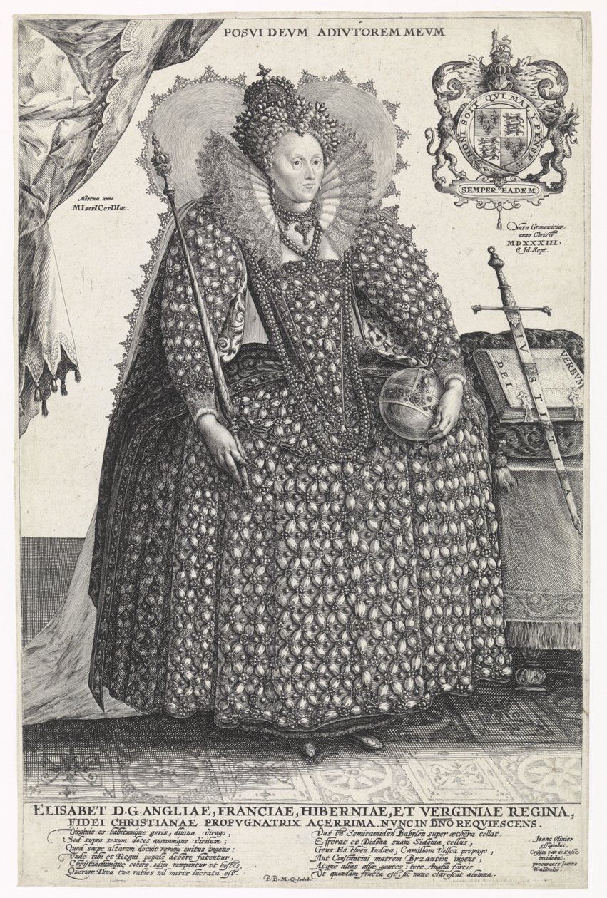 Retrato de la Reina Isabel I de Inglaterra, c.1603 de Crispin  Passe