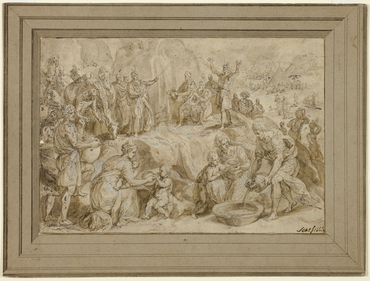Moisés sacando agua de la roca de Crispin van den Broeck