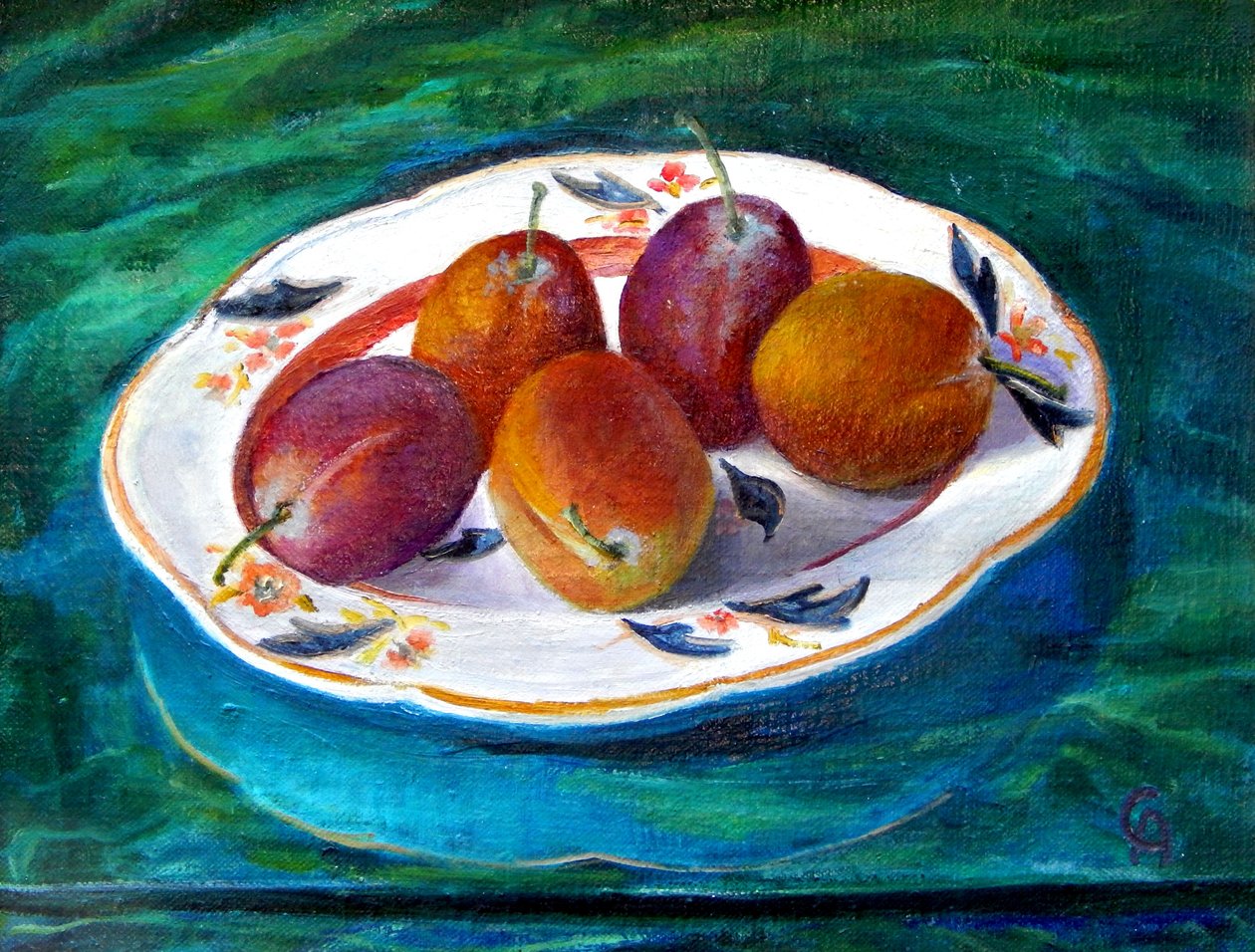 Fruta en un plato de Staffordshire, 2013 de Cristiana Angelini