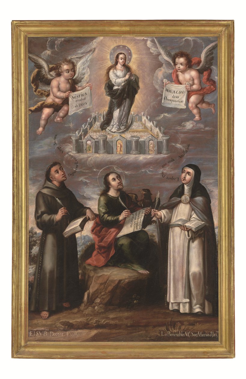La Ciudad Mística de Dios, c.1700 (óleo sobre lienzo) de Cristobal de (workshop of) Villalpando