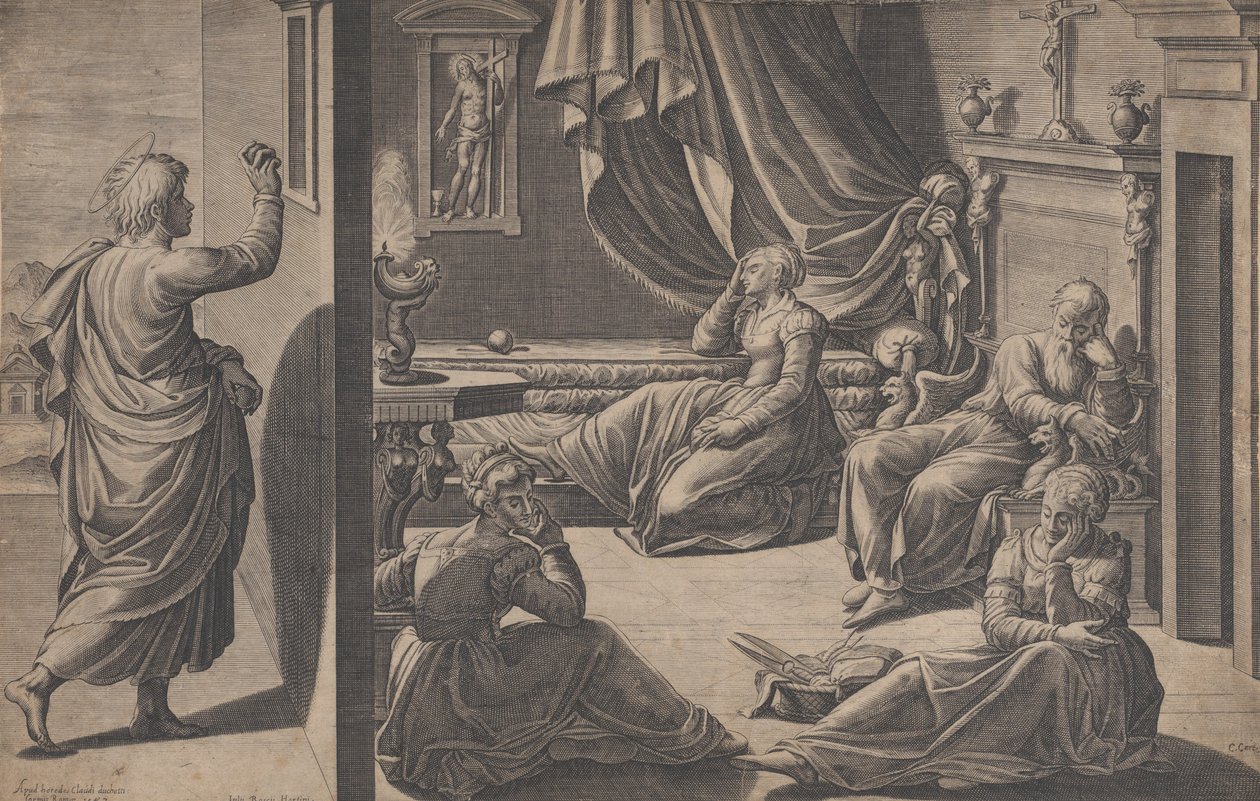 San Nicolás de Bari y las tres niñas pobres, 1587 de Cristofano Cartaro