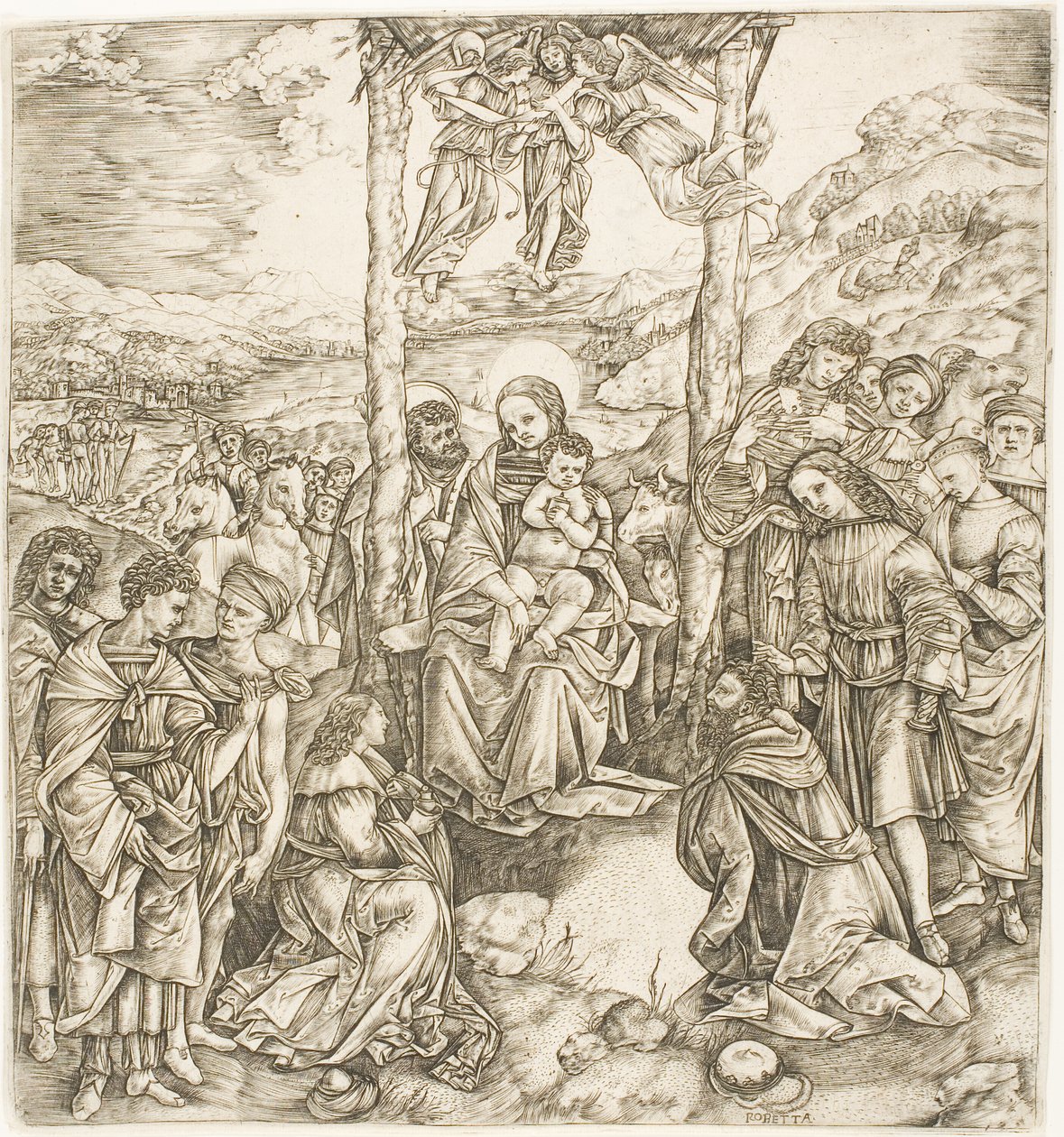 La adoración de los magos de Cristofano Robetta
