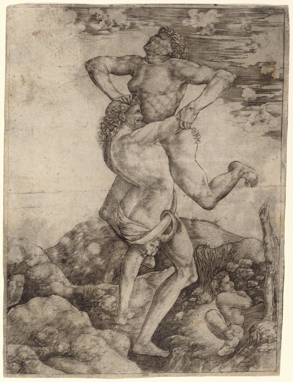 Hércules y Anteo de Cristofano Robetta, after Antonio del Pollaiuolo