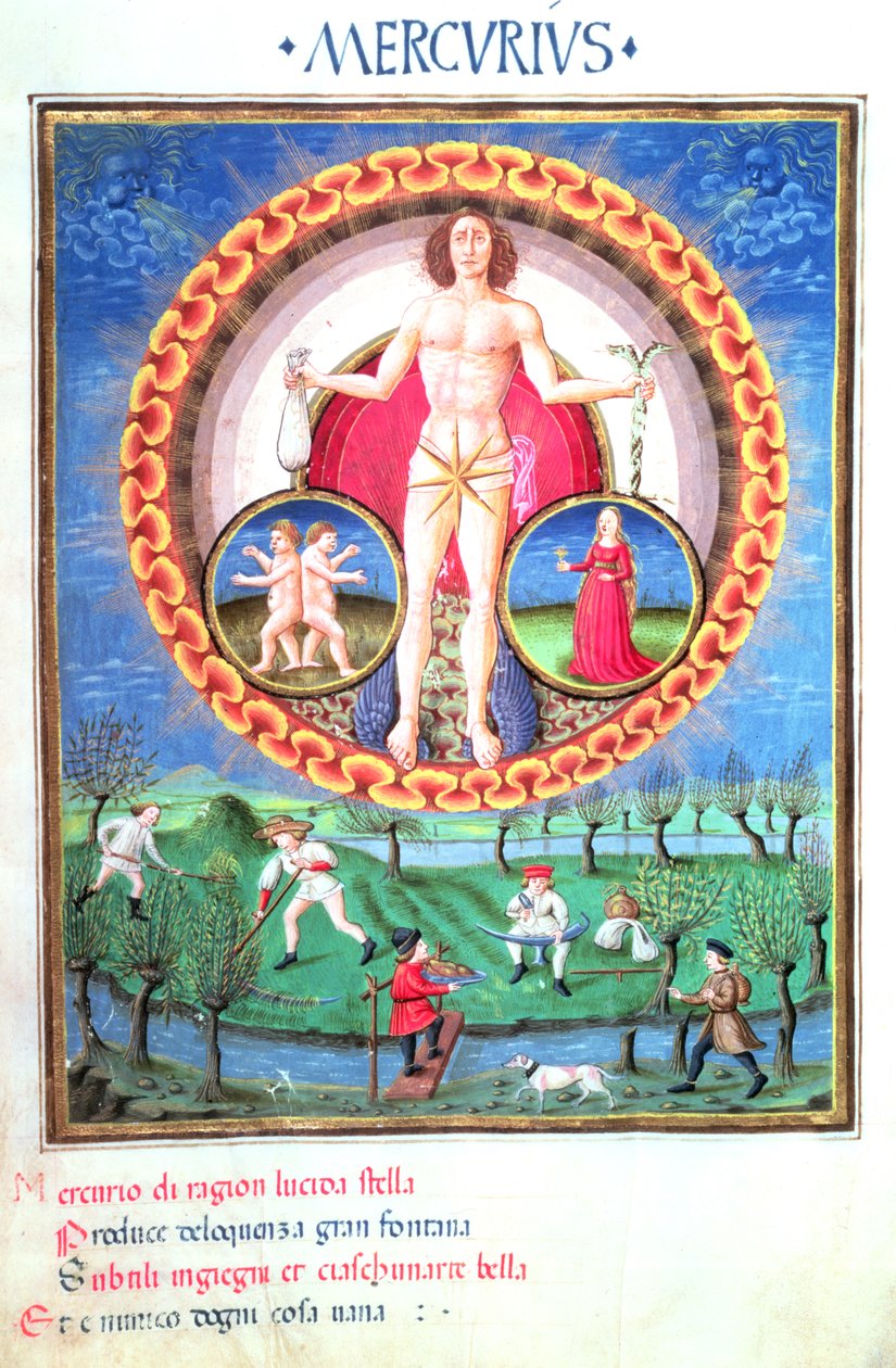 Ms Lat. 209 El Planeta Mercurio, con los signos del zodiaco de Géminis y Virgo, de 