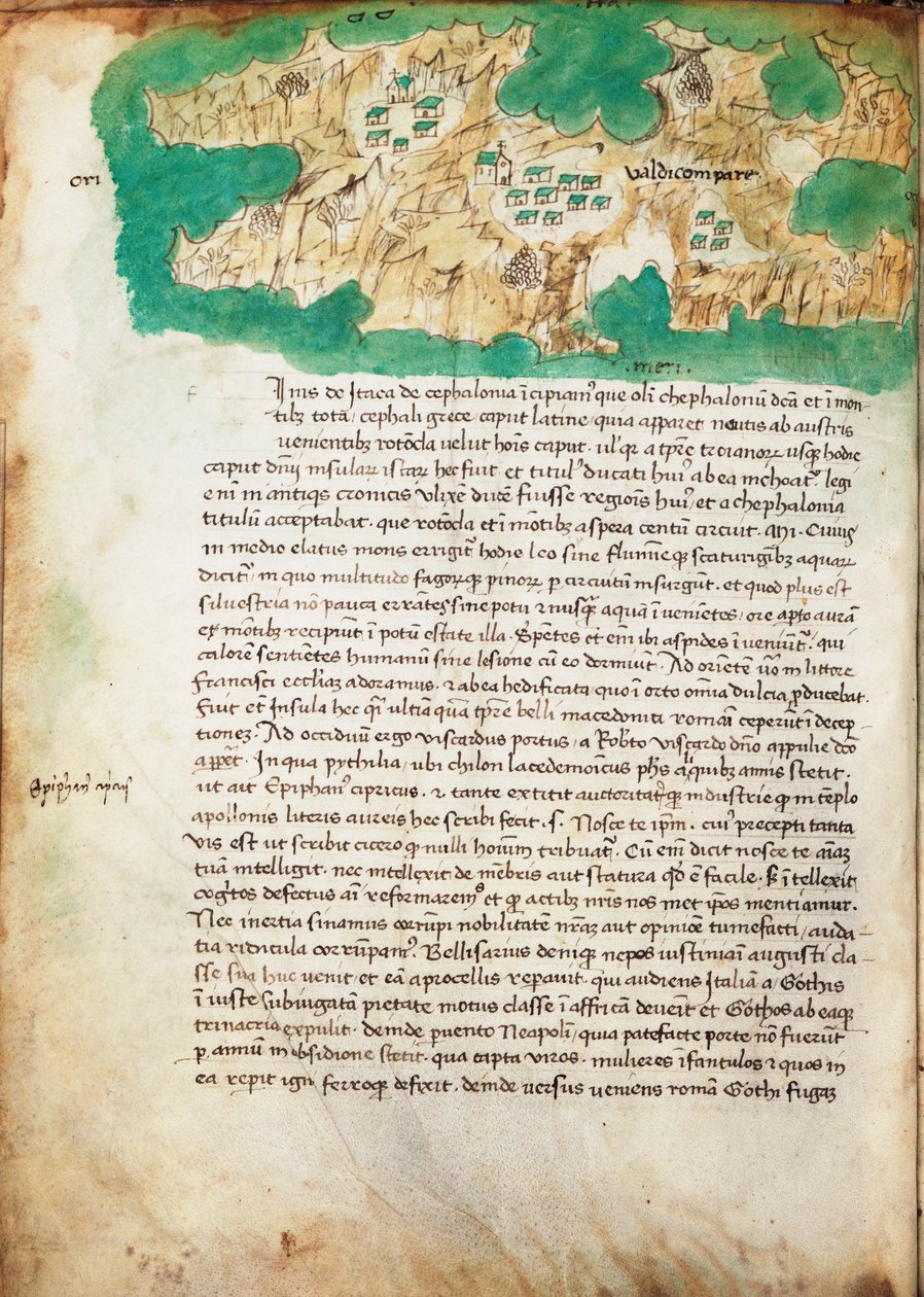 Carta de Ithaki, c.1420 (vitela) de Cristoforo Buondelmonti