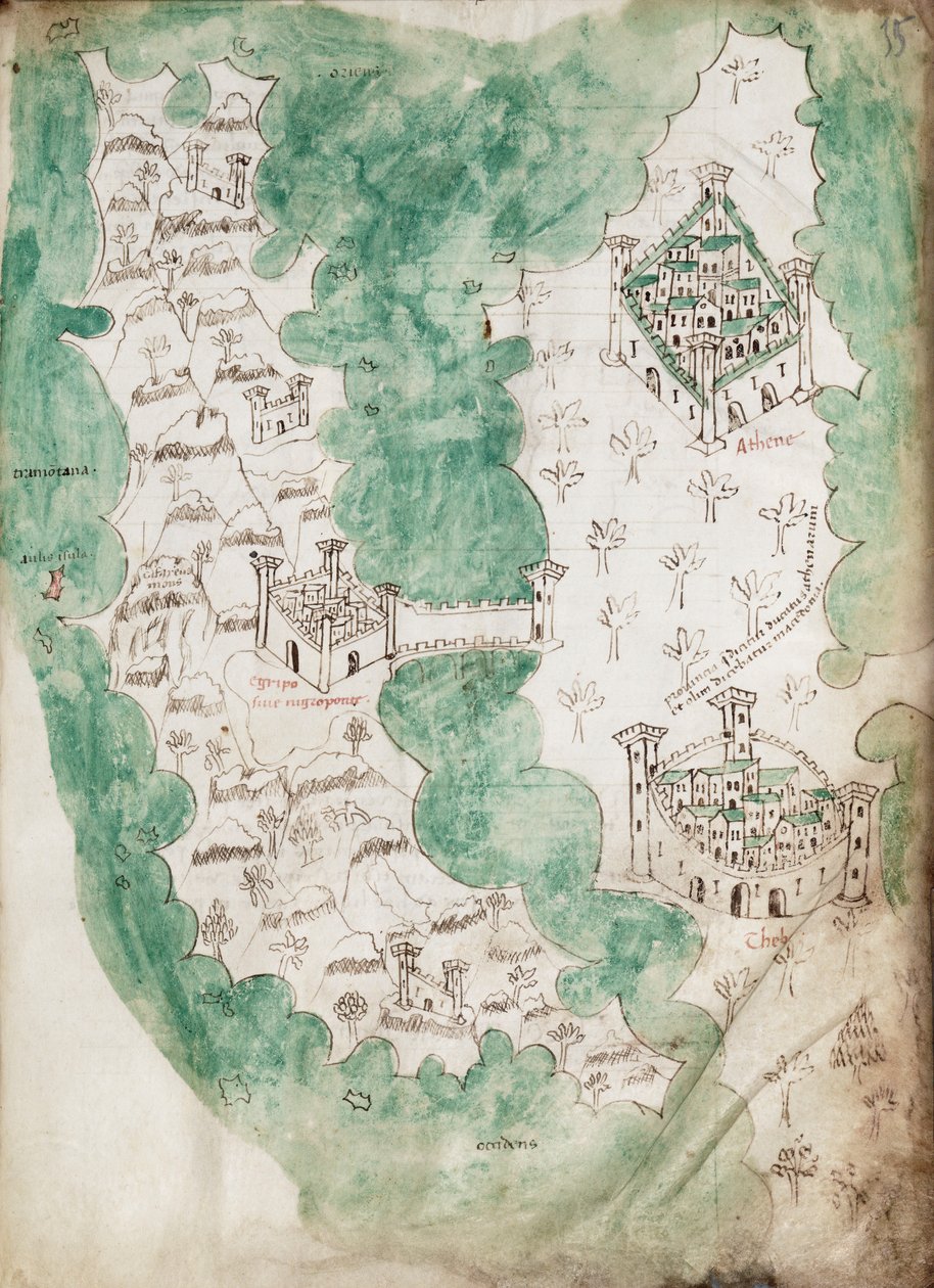 Eubea y Atenas, c.1420 (vitela) de Cristoforo Buondelmonti