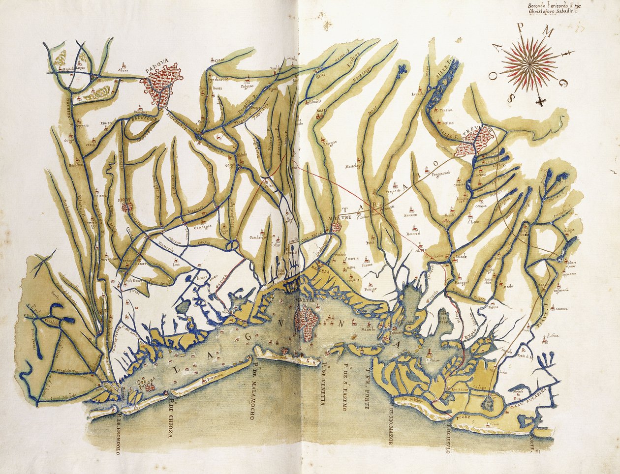 Mapa coloreado de Venecia y su región, c.1610 de Cristoforo Sabbadino