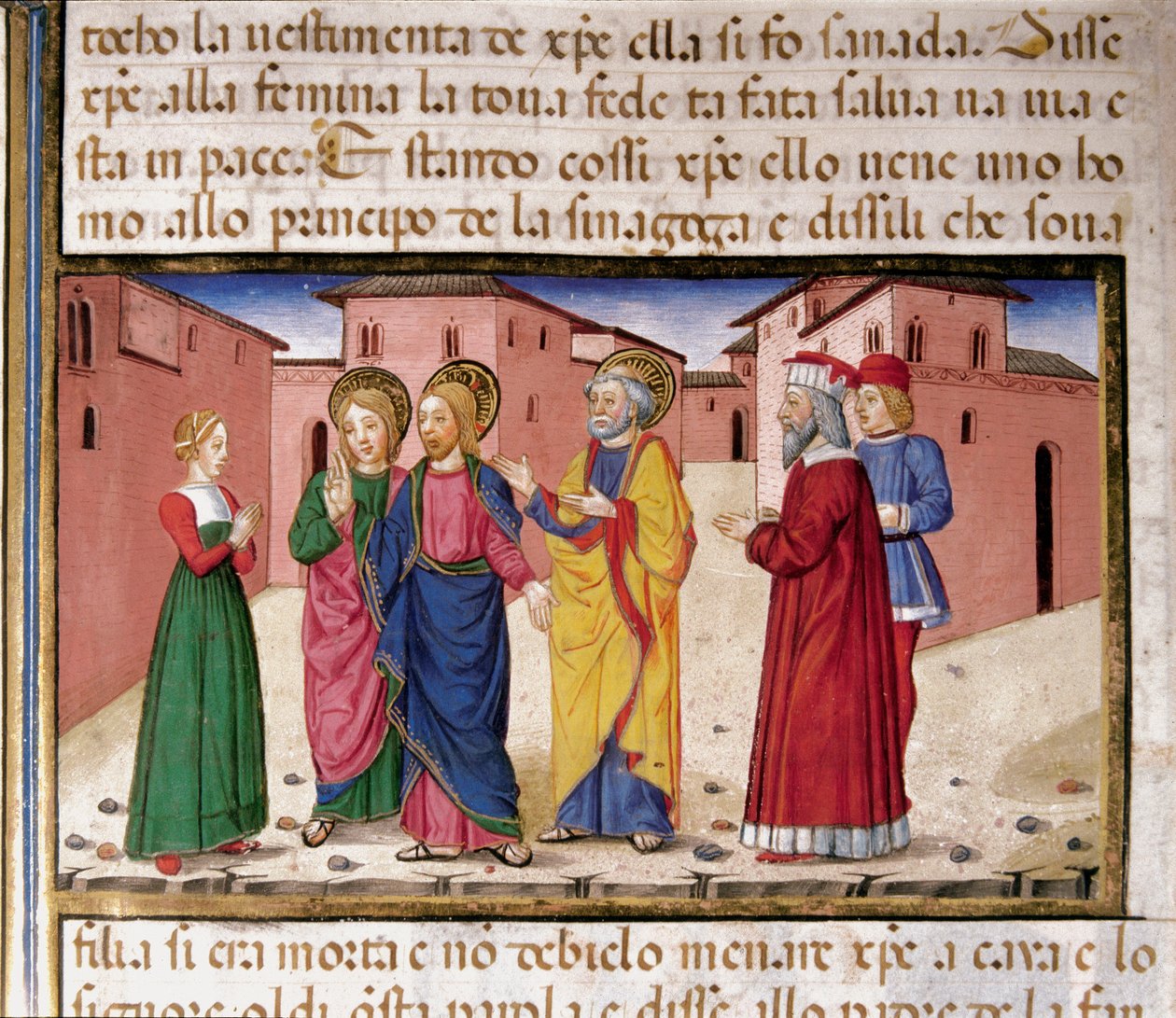 Jesús se dirige a la mujer culpable de adulterio (miniatura de Cristoforo De Predis) de Cristoforo De Predis