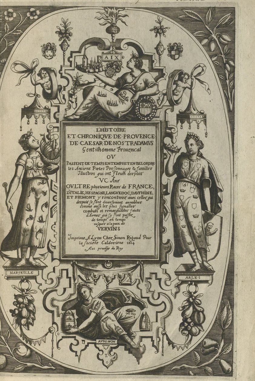Página de título de la Histoire et Chronique de Provence, 1614 de César de Nostredame