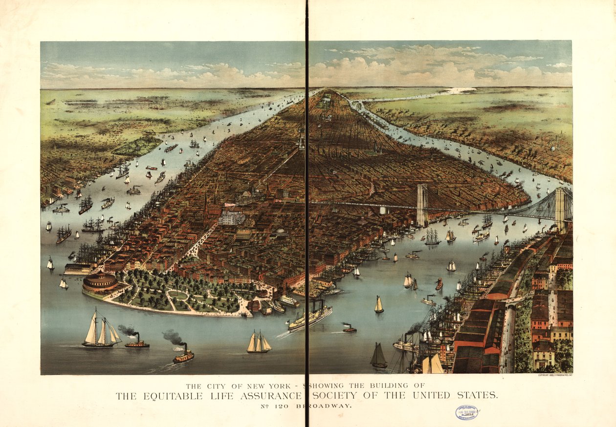 La ciudad de Nueva York. de Currier and Ives Equitable Life Assurance Society Of The United States