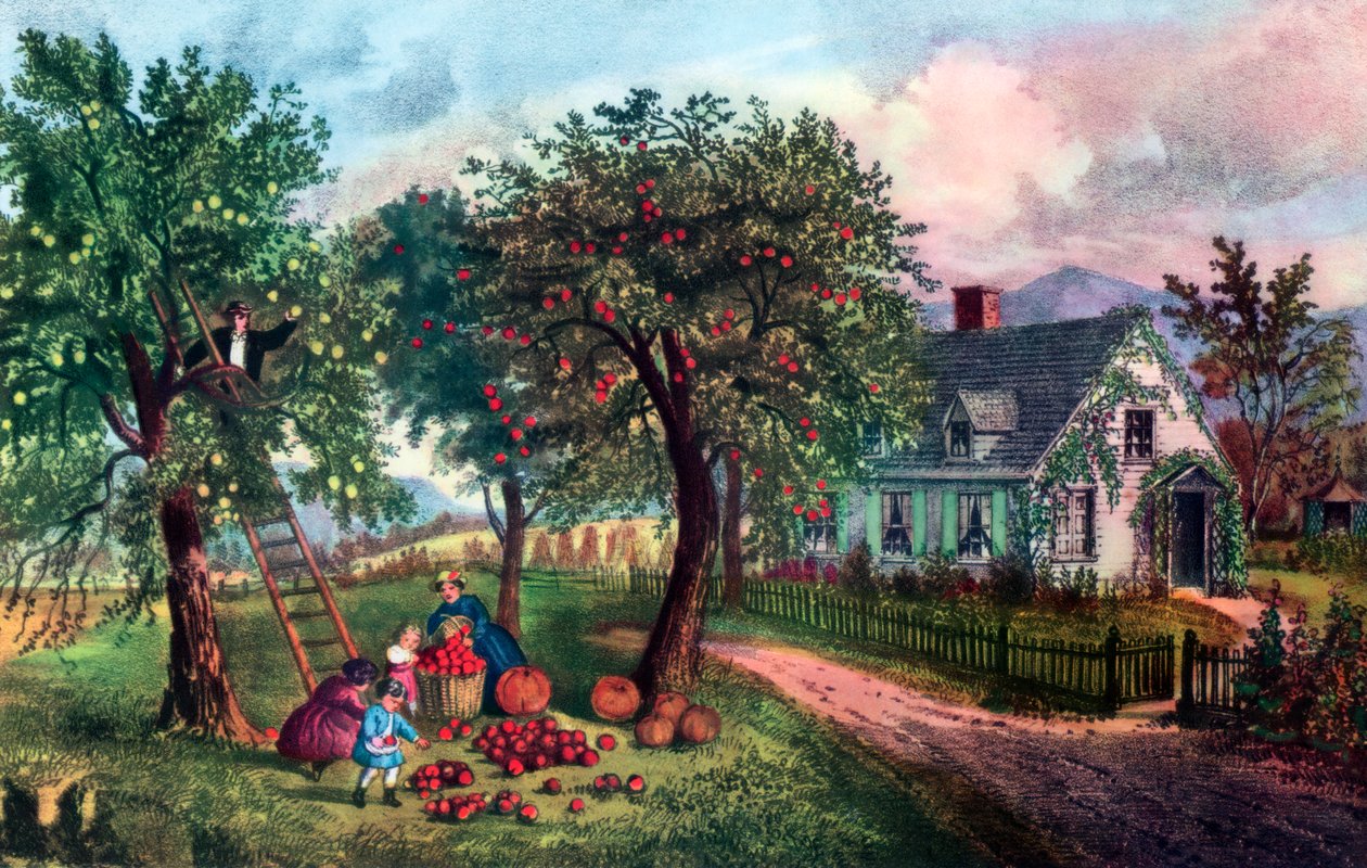 Hogar Americano en Otoño, 1869 de Currier and Ives