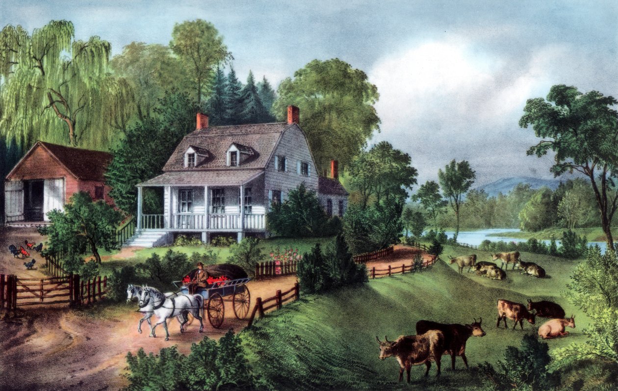Hacienda Americana en Verano, 1868 de Currier and Ives