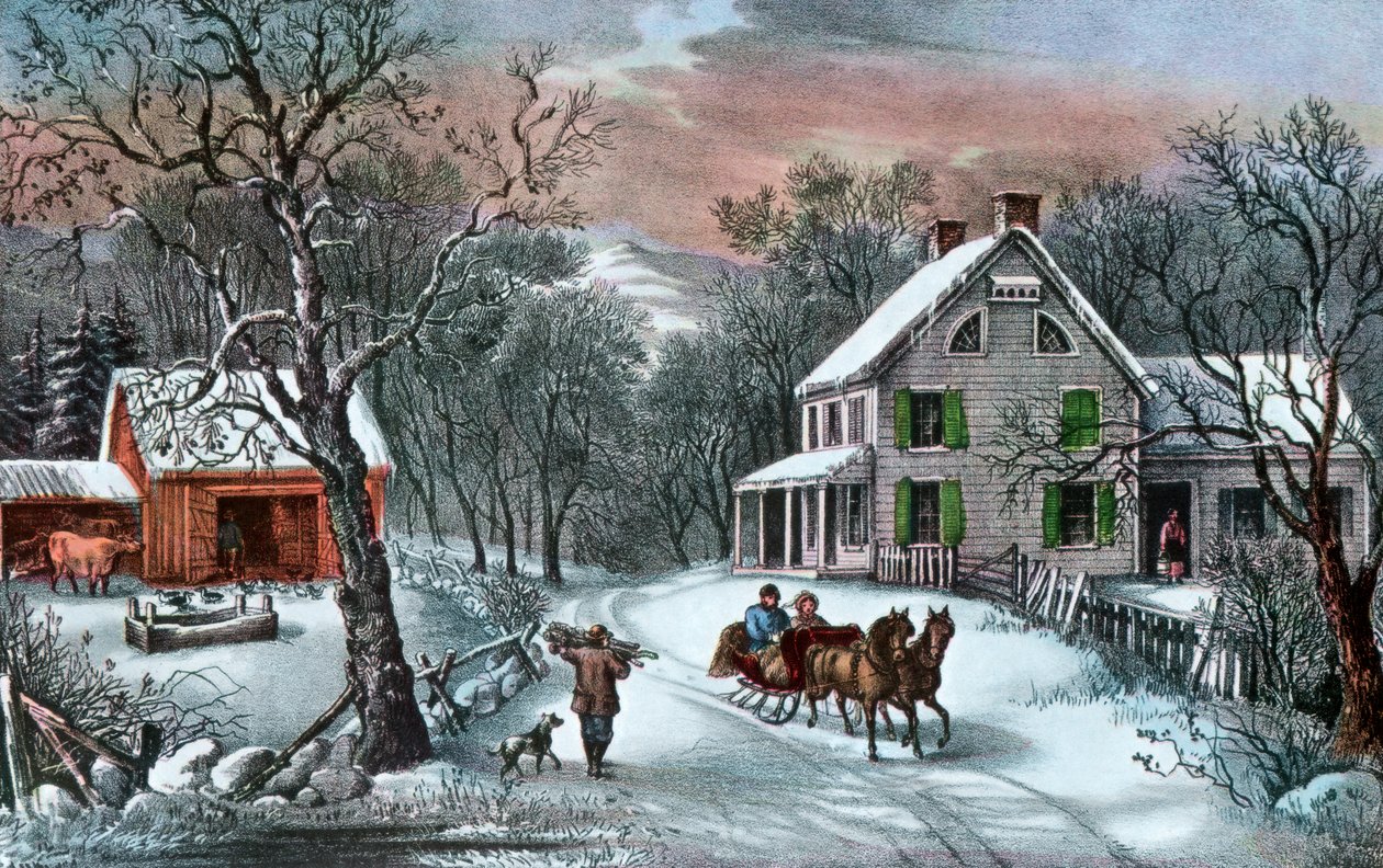 Granja estadounidense en invierno, 1868 de Currier and Ives