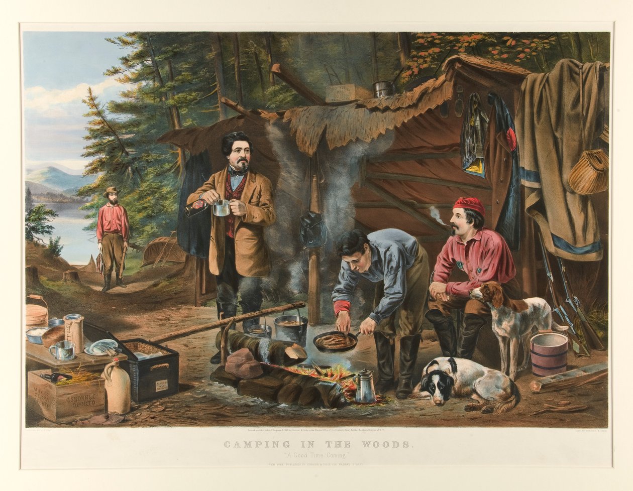 Acampar en el bosque. de Currier and Ives