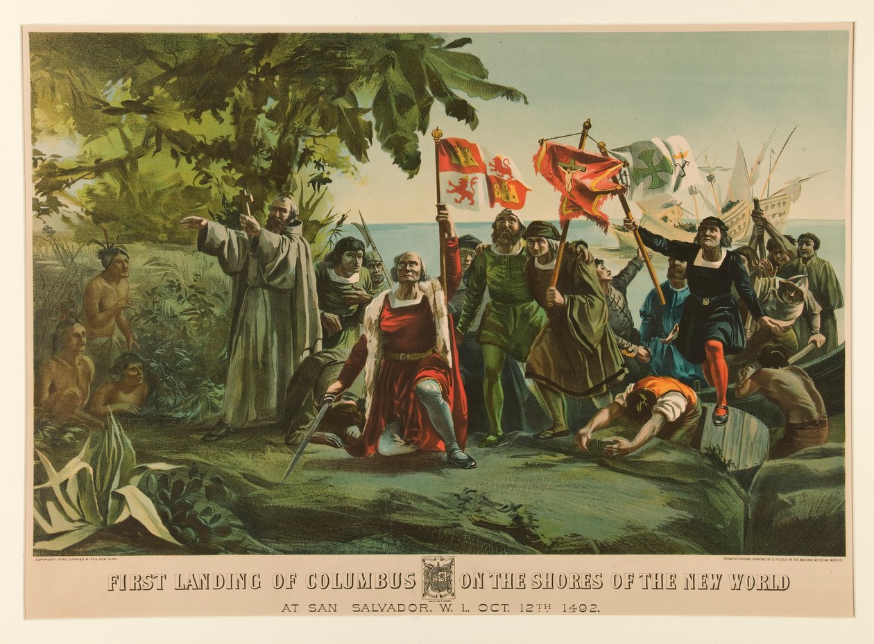 Primer Desembarco de Colón en las Costas del Nuevo Mundo de Currier and Ives