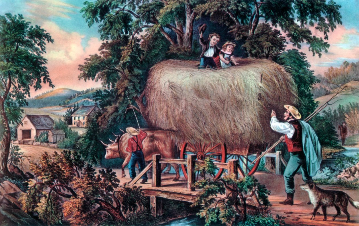 Tiempo de heno, la última carga, 1868 de Currier and Ives