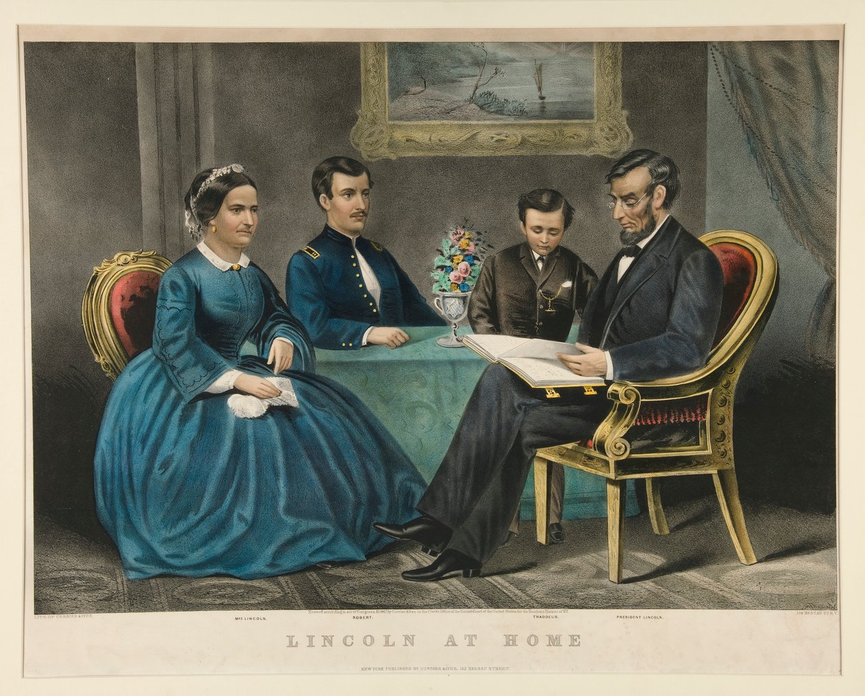Lincoln en casa de Currier and Ives