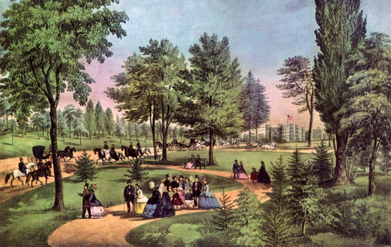 El Paseo, Central Park, 1862 de Currier and Ives