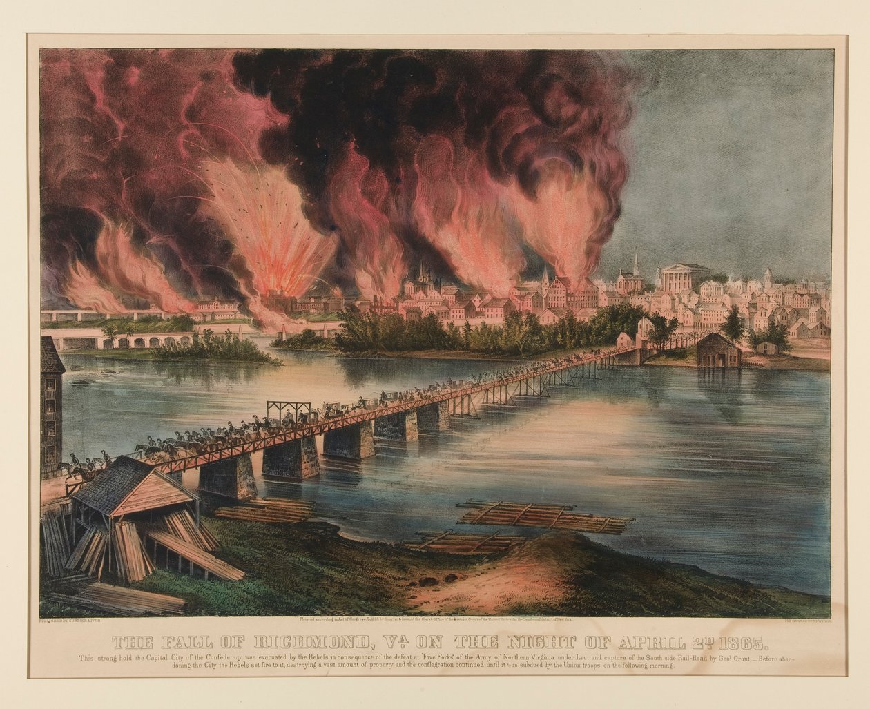La caída de Richmond, Virginia, en la noche del 2 de abril de 1865 de Currier and Ives