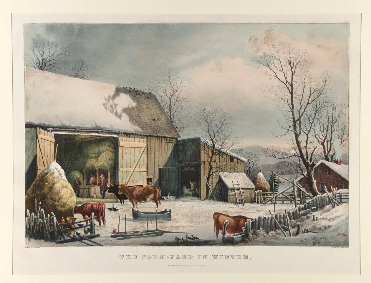 El corral en invierno de Currier and Ives